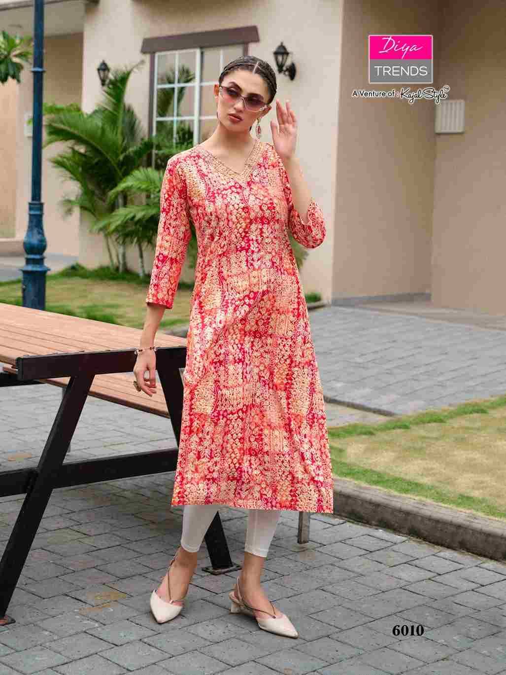 Gardencity Vol-6 By Diya Trends 6001 To 6012 Series Designer Stylish Fancy Colorful Beautiful Party Wear & Ethnic Wear Collection Rayon Print Kurtis At Wholesale Price