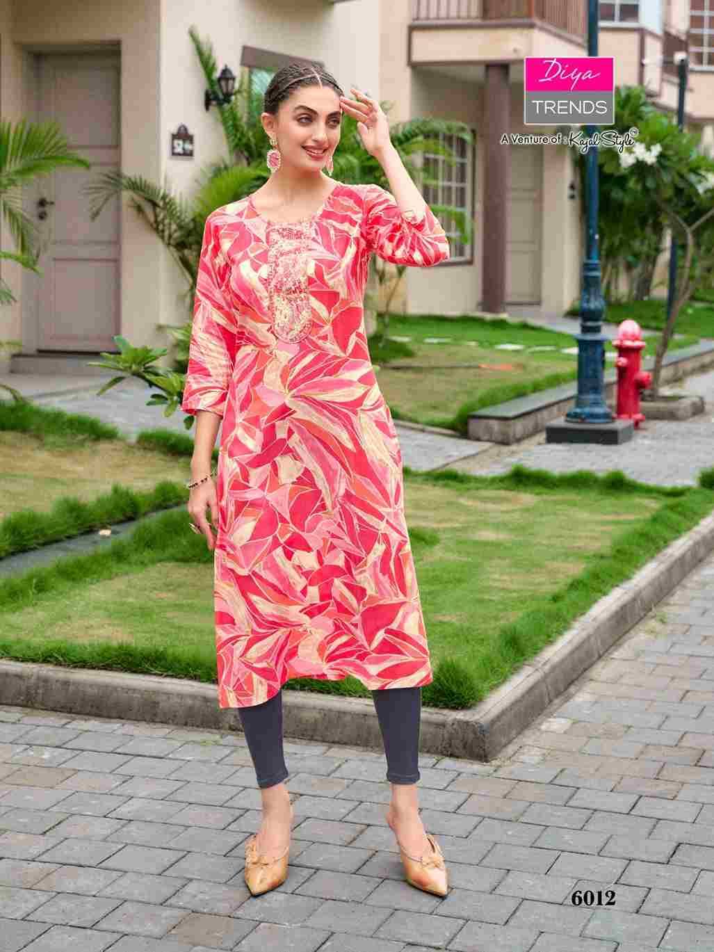 Gardencity Vol-6 By Diya Trends 6001 To 6012 Series Designer Stylish Fancy Colorful Beautiful Party Wear & Ethnic Wear Collection Rayon Print Kurtis At Wholesale Price
