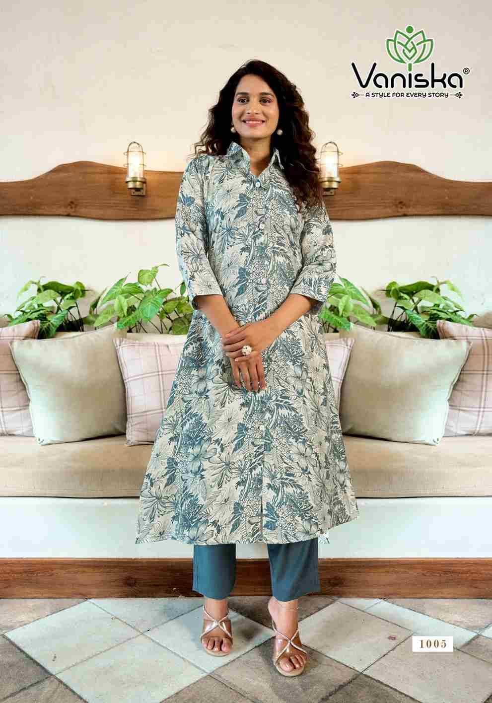 Flower Velly By Vaniska 1001 To 1008 Series Designer Stylish Fancy Colorful Beautiful Party Wear & Ethnic Wear Collection Vertican Print Kurtis With Bottom At Wholesale Price