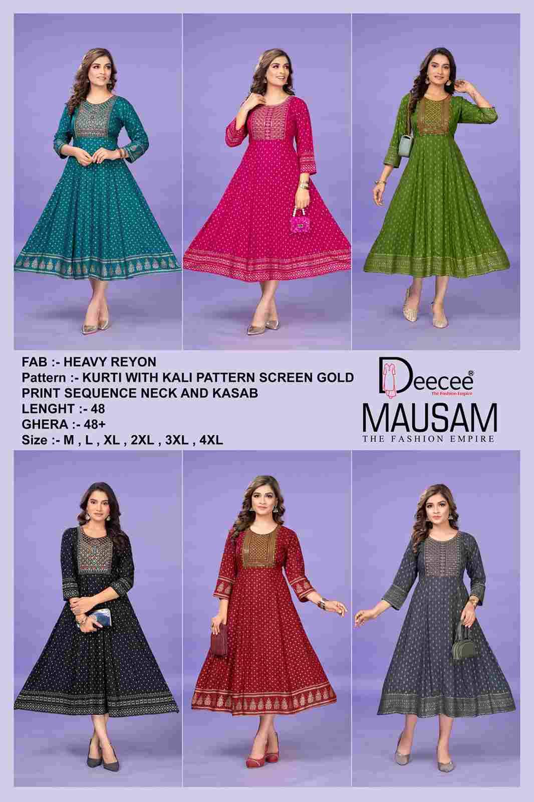 Mausam By Dee Cee 101 To 106 Series Designer Stylish Fancy Colorful Beautiful Party Wear & Ethnic Wear Collection Heavy Rayon Kurtis At Wholesale Price