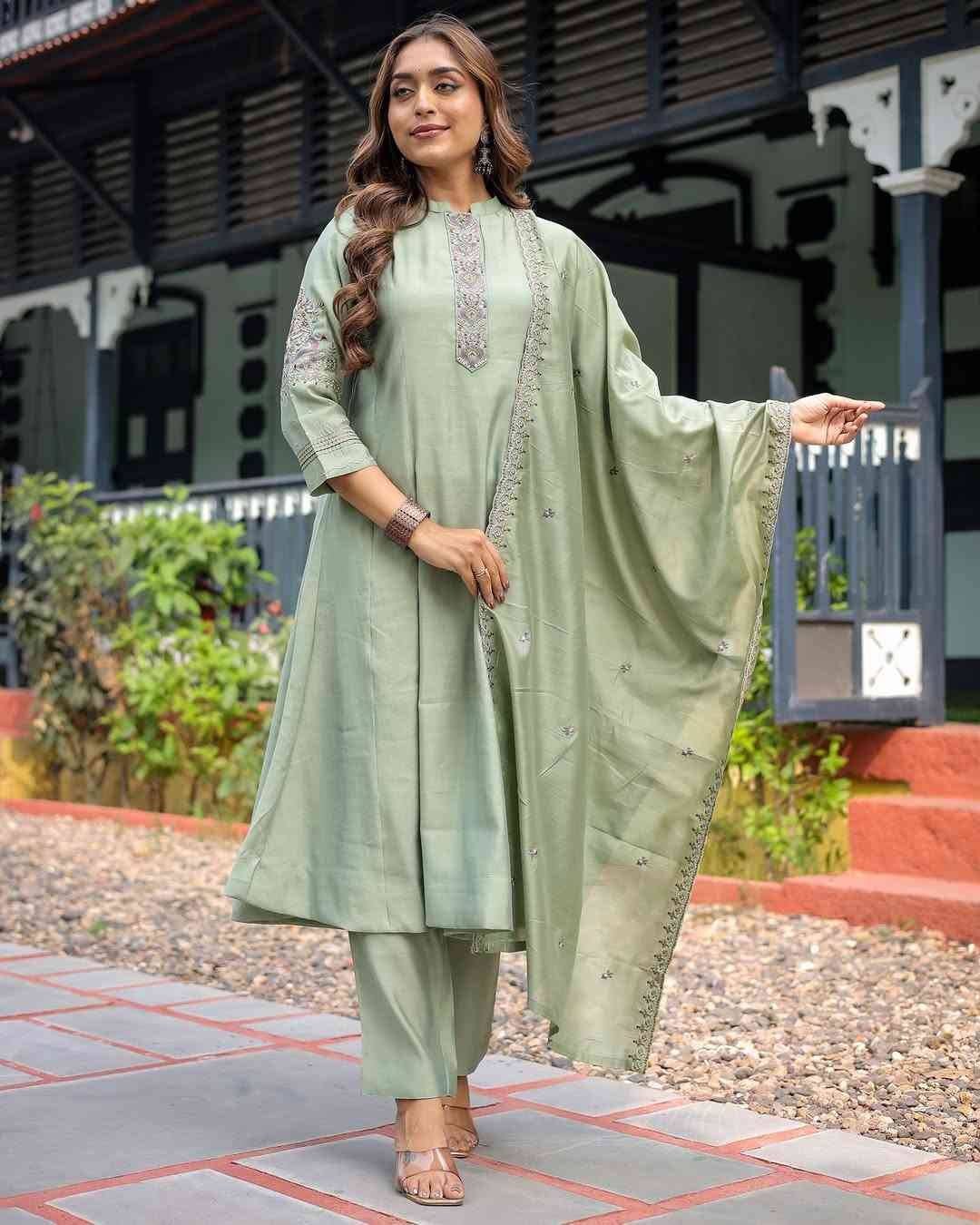 Dc-Pooja By Fashid Wholesale Beautiful Festive Suits Colorful Stylish Fancy Casual Wear & Ethnic Wear Heavy Muslin Silk Dresses At Wholesale Price