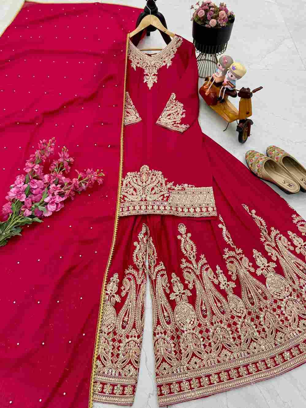 Zd-9283 By Fashid Wholesale 01 To 05 Series Beautiful Sharara Colorful Fancy Wedding Collection Occasional Wear & Party Wear Chinnon Silk Dresses At Wholesale Price