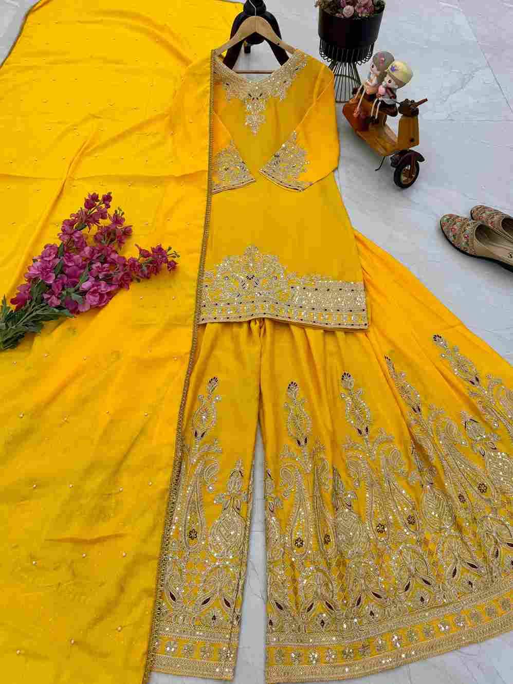 Zd-9283 By Fashid Wholesale 01 To 05 Series Beautiful Sharara Colorful Fancy Wedding Collection Occasional Wear & Party Wear Chinnon Silk Dresses At Wholesale Price