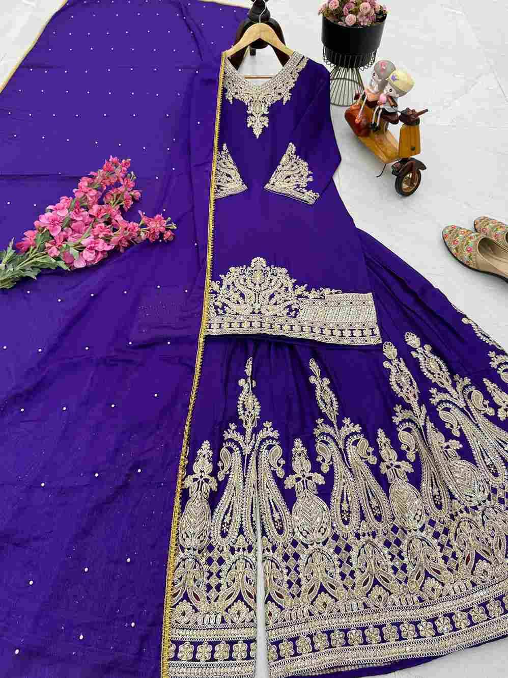 Zd-9283 By Fashid Wholesale 01 To 05 Series Beautiful Sharara Colorful Fancy Wedding Collection Occasional Wear & Party Wear Chinnon Silk Dresses At Wholesale Price