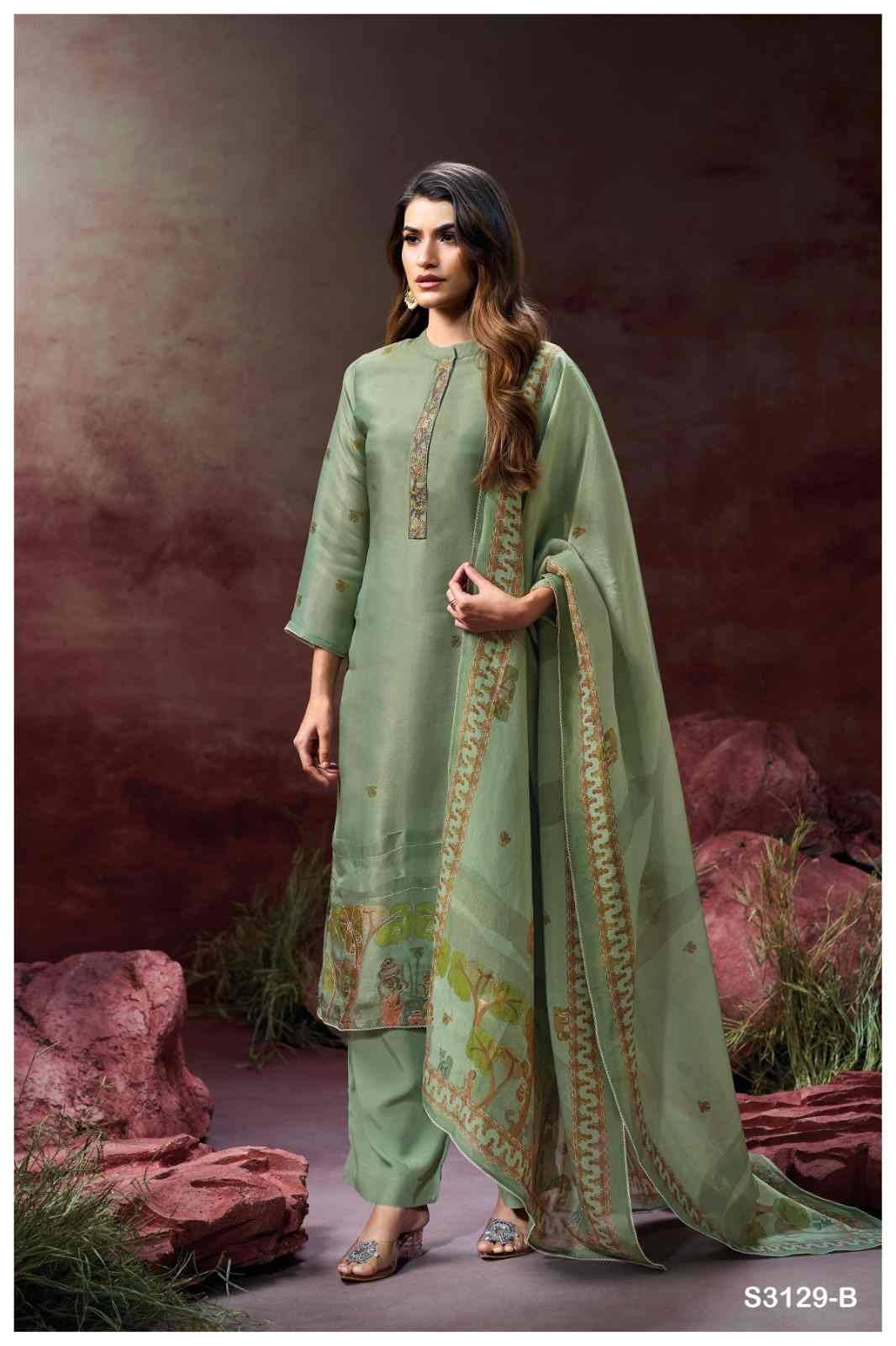 Aynslie-3129 By Ganga Fashion 3129-A To 3129-D Series Beautiful Festive Suits Colorful Stylish Fancy Casual Wear & Ethnic Wear Pure Bemberg Silk Dresses At Wholesale Price
