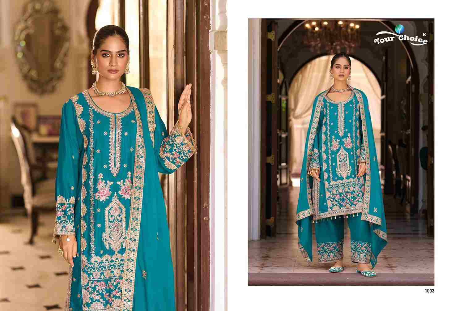 Farasi Gold Vol-1 By Your Choice 1001 To 1003 Series Designer Festive Suits Collection Beautiful Stylish Fancy Colorful Party Wear & Occasional Wear Chinnon Dresses At Wholesale Price