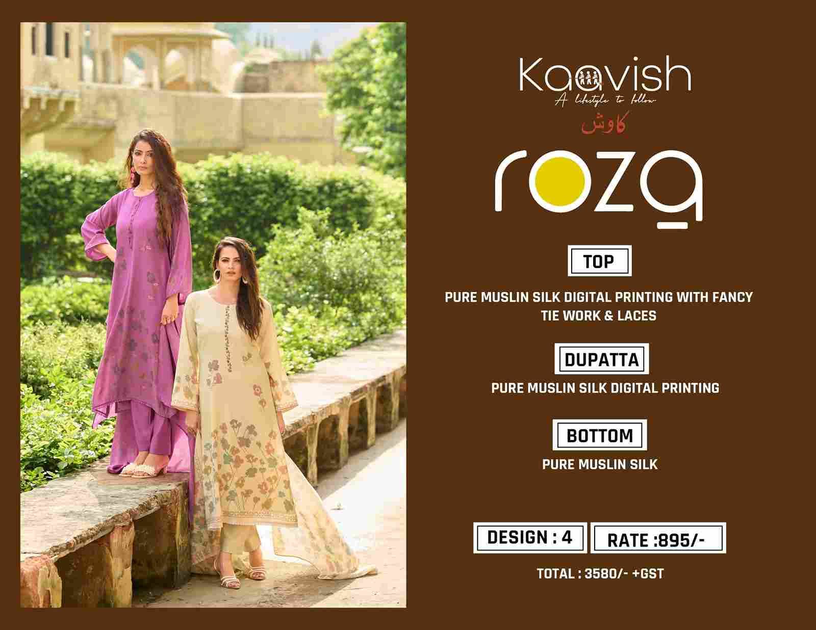 Roza By Kaavish 1691 To 1694 Series Beautiful Festive Suits Colorful Stylish Fancy Casual Wear & Ethnic Wear Pure Muslin Silk Dresses At Wholesale Price
