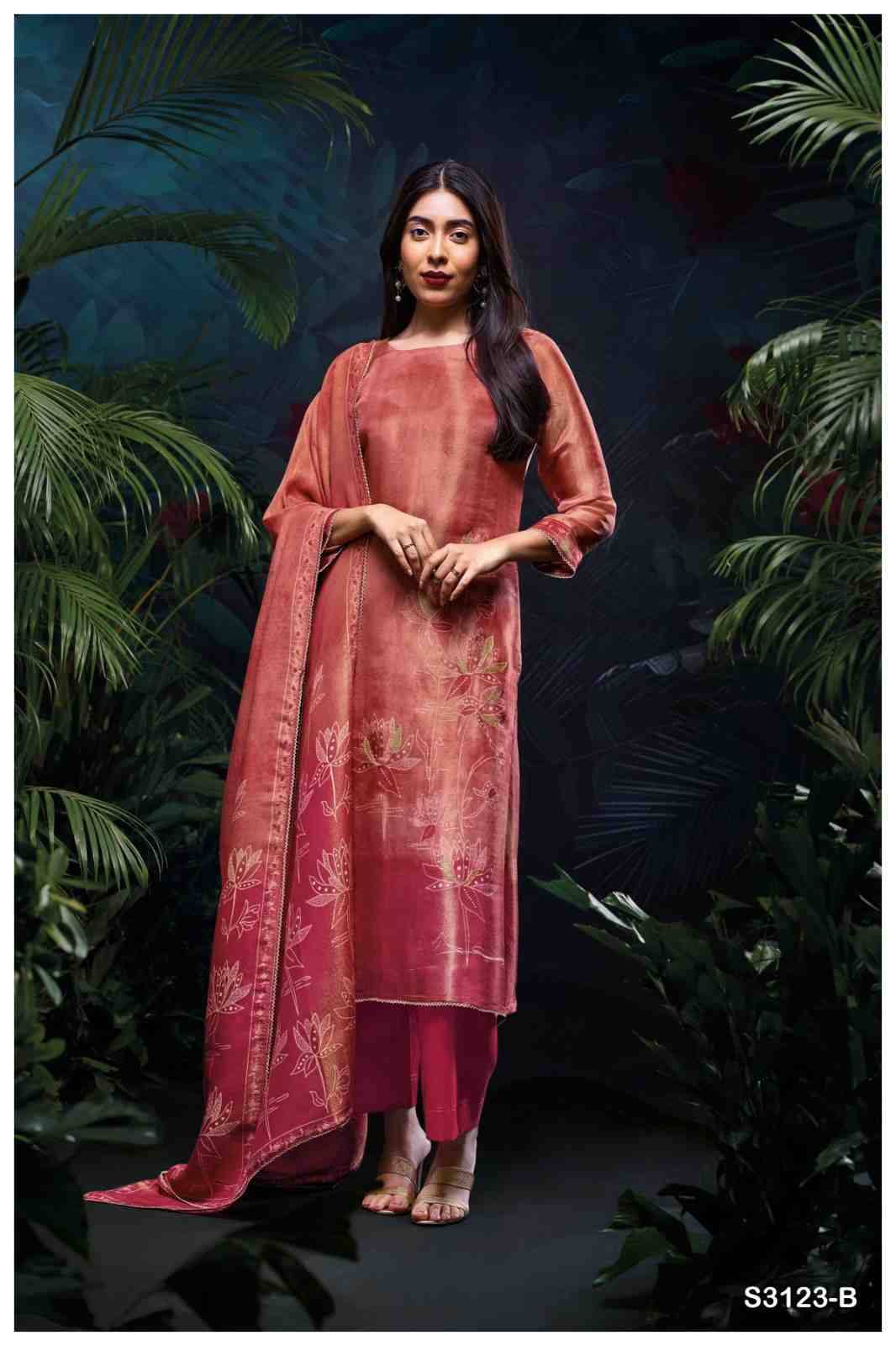 Urshita-3123 By Ganga Fashion 3123-A To 3123-D Series Beautiful Festive Suits Colorful Stylish Fancy Casual Wear & Ethnic Wear Pure Bemberg Silk Dresses At Wholesale Price