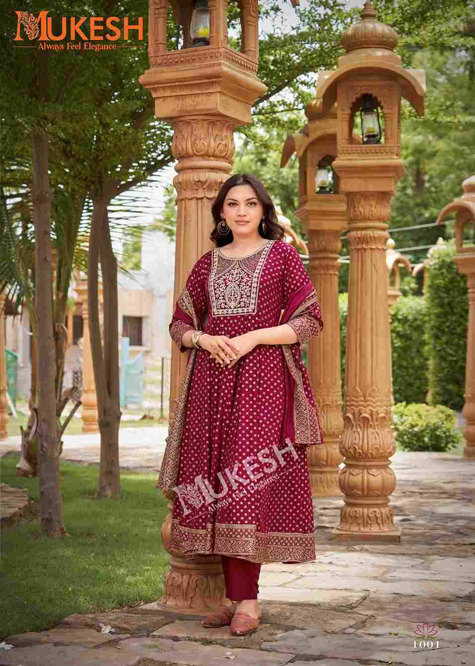Gauri By Mukesh 1001 To 1008 Series Beautiful Stylish Festive Suits Fancy Colorful Casual Wear & Ethnic Wear & Ready To Wear Rayon Dresses At Wholesale Price