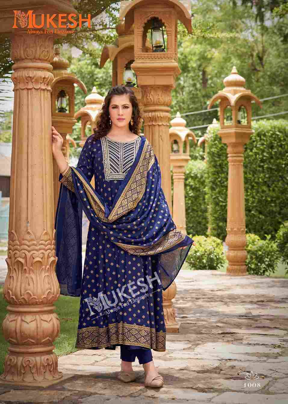 Gauri By Mukesh 1001 To 1008 Series Beautiful Stylish Festive Suits Fancy Colorful Casual Wear & Ethnic Wear & Ready To Wear Rayon Dresses At Wholesale Price