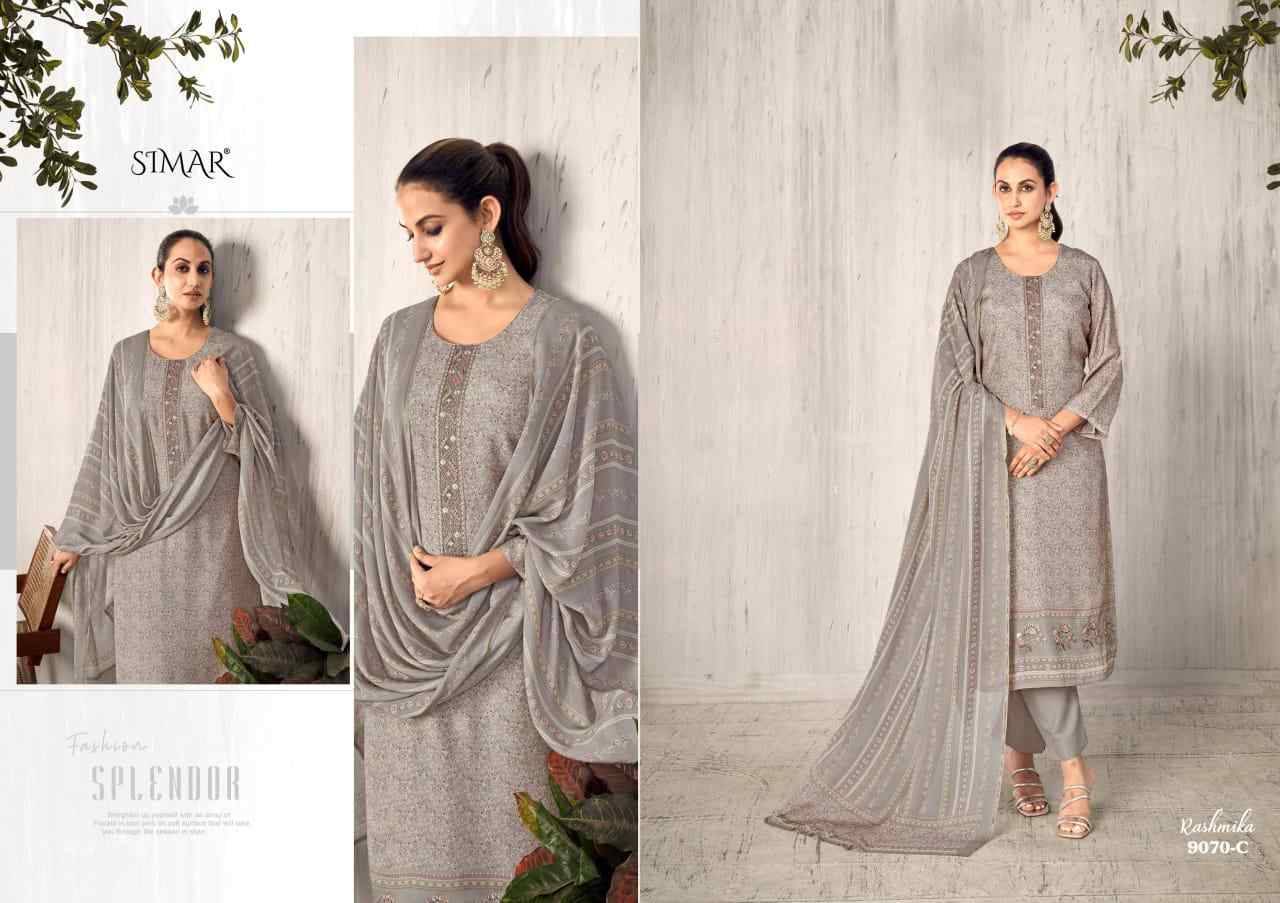 Rashmika-9070 By Simar 9070-A To 9070-D Series Designer Festive Suits Beautiful Stylish Fancy Colorful Party Wear & Occasional Wear Pure Viscose Muslin Dresses At Wholesale Price
