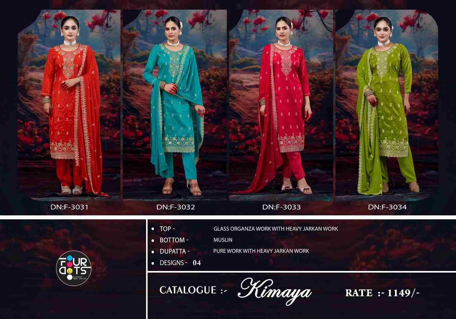 Kimaya By Four Dots 3031 To 3034 Series Designer Stylish Fancy Colorful Beautiful Party Wear & Ethnic Wear Collection Organza Dresses At Wholesale Price