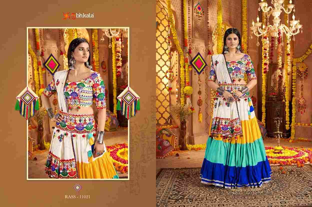 Raas Vol-21 By Shubhkala 11021 To 11023 Series Navratri Wear Collection Beautiful Stylish Colorful Fancy Party Wear & Occasional Wear Viscose Cotton Lehengas At Wholesale Price