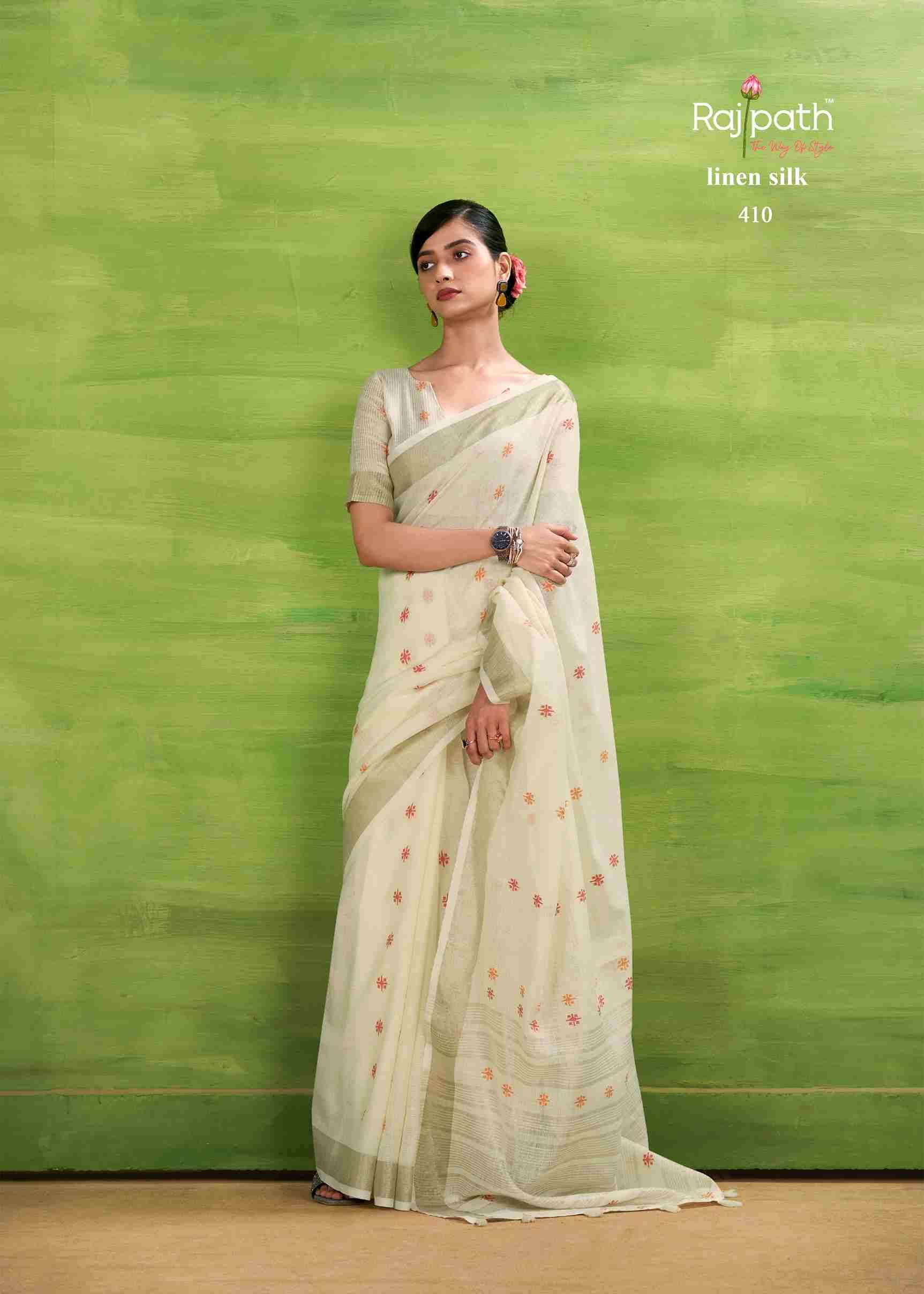 Sunrise Silk By Rajpath 406 To 411 Series Indian Traditional Wear Collection Beautiful Stylish Fancy Colorful Party Wear & Occasional Wear Linen Silk Sarees At Wholesale Price