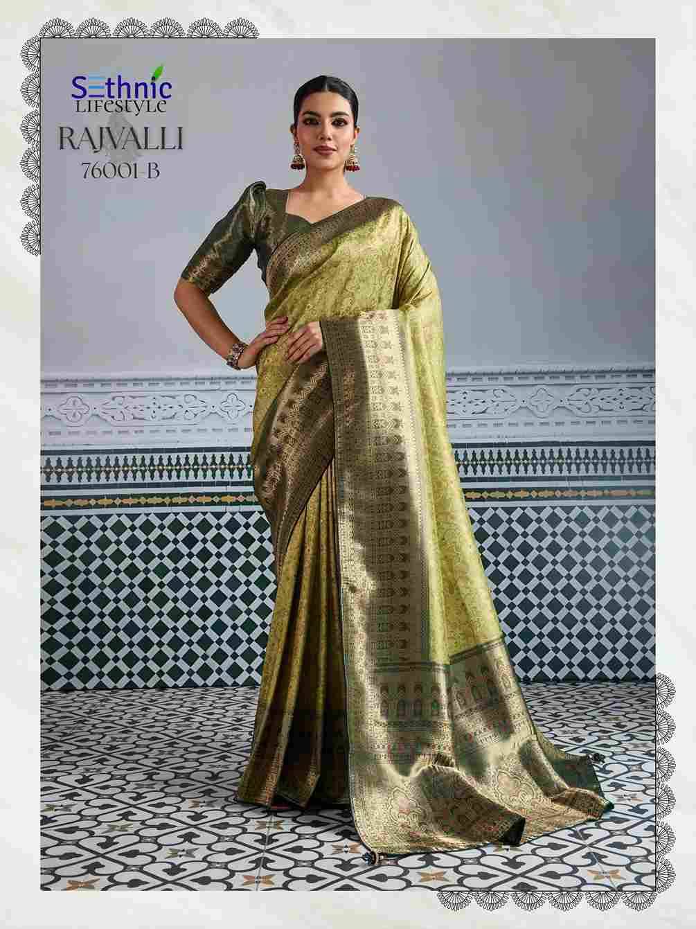 Rajvalli Gold By Sethnic 76001-A To 76001-D Series Indian Traditional Wear Collection Beautiful Stylish Fancy Colorful Party Wear & Occasional Wear Kanjivaram Silk Sarees At Wholesale Price