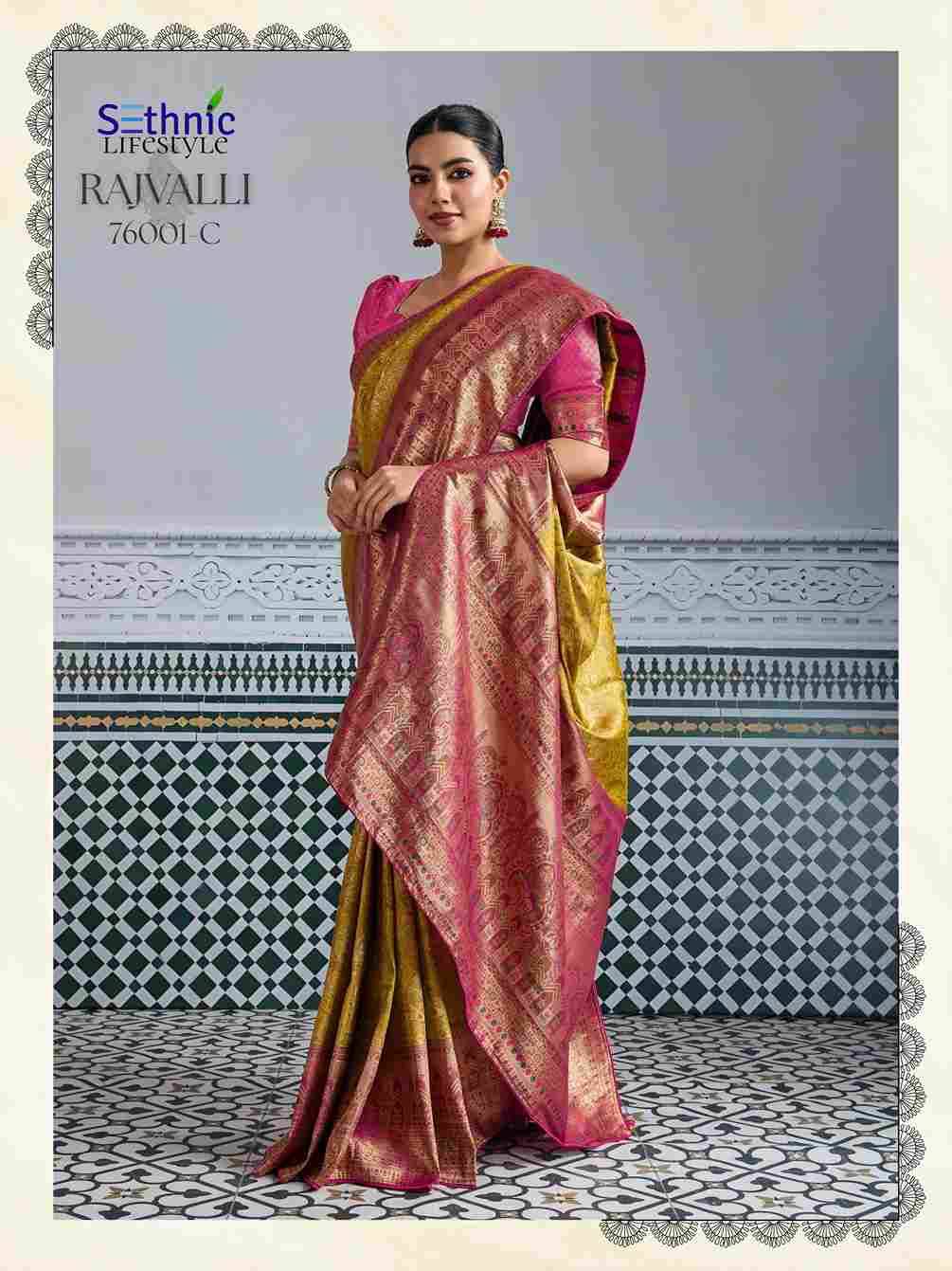 Rajvalli Gold By Sethnic 76001-A To 76001-D Series Indian Traditional Wear Collection Beautiful Stylish Fancy Colorful Party Wear & Occasional Wear Kanjivaram Silk Sarees At Wholesale Price