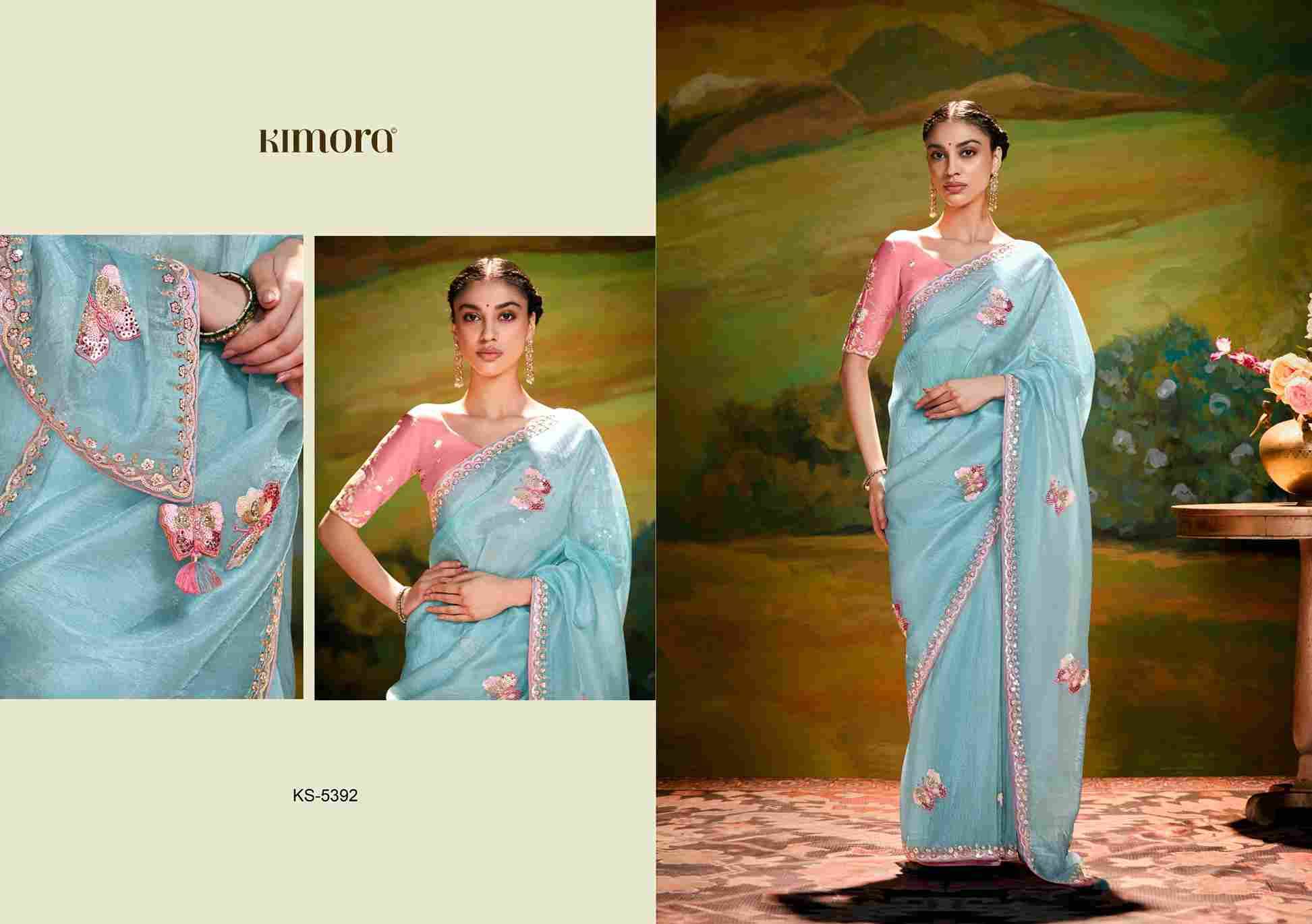 Kajal 5392 Colours By Kimora Fashion 5392 To 5392-F Series Indian Traditional Wear Collection Beautiful Stylish Fancy Colorful Party Wear & Occasional Wear Organza Sarees At Wholesale Price