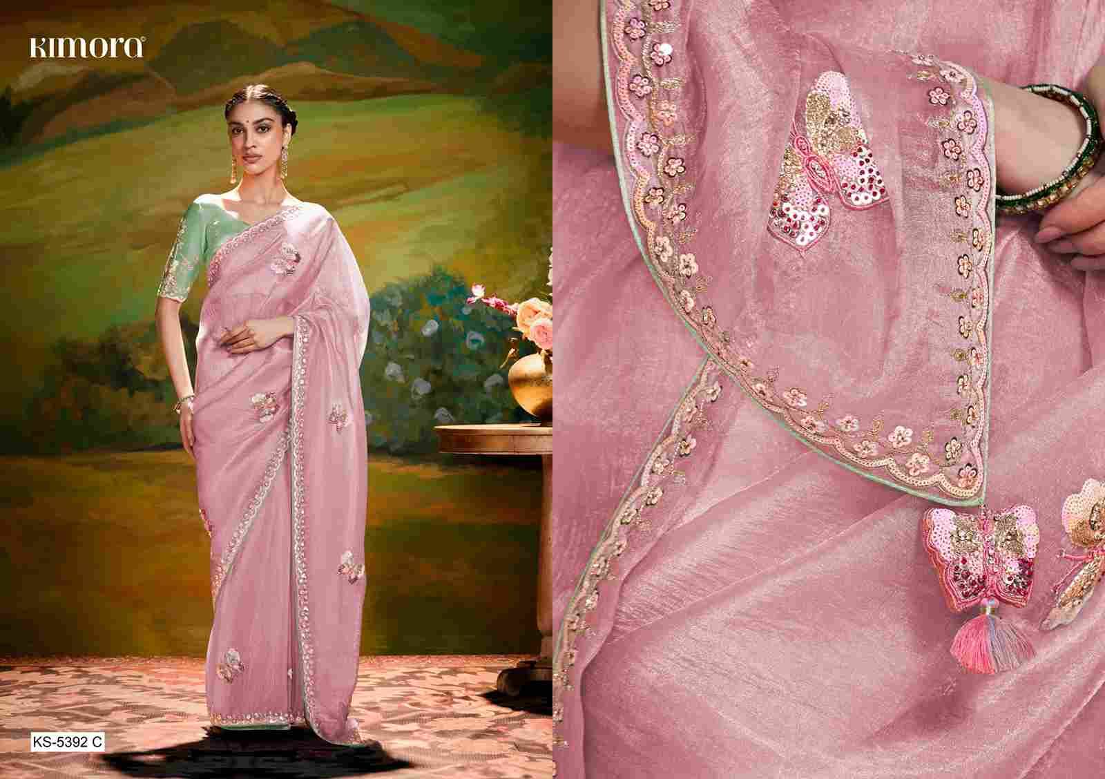 Kajal 5392 Colours By Kimora Fashion 5392 To 5392-F Series Indian Traditional Wear Collection Beautiful Stylish Fancy Colorful Party Wear & Occasional Wear Organza Sarees At Wholesale Price
