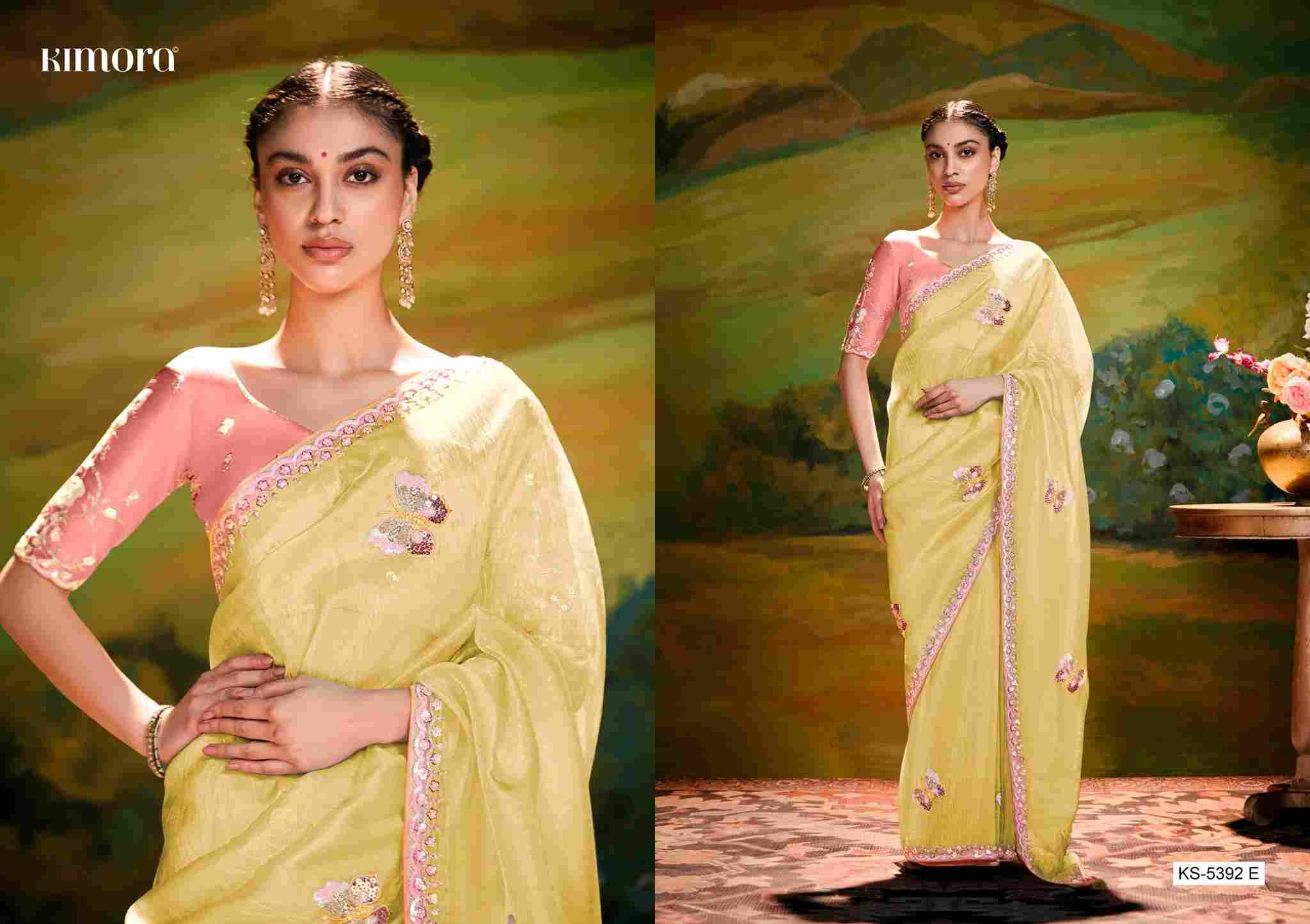 Kajal 5392 Colours By Kimora Fashion 5392 To 5392-F Series Indian Traditional Wear Collection Beautiful Stylish Fancy Colorful Party Wear & Occasional Wear Organza Sarees At Wholesale Price
