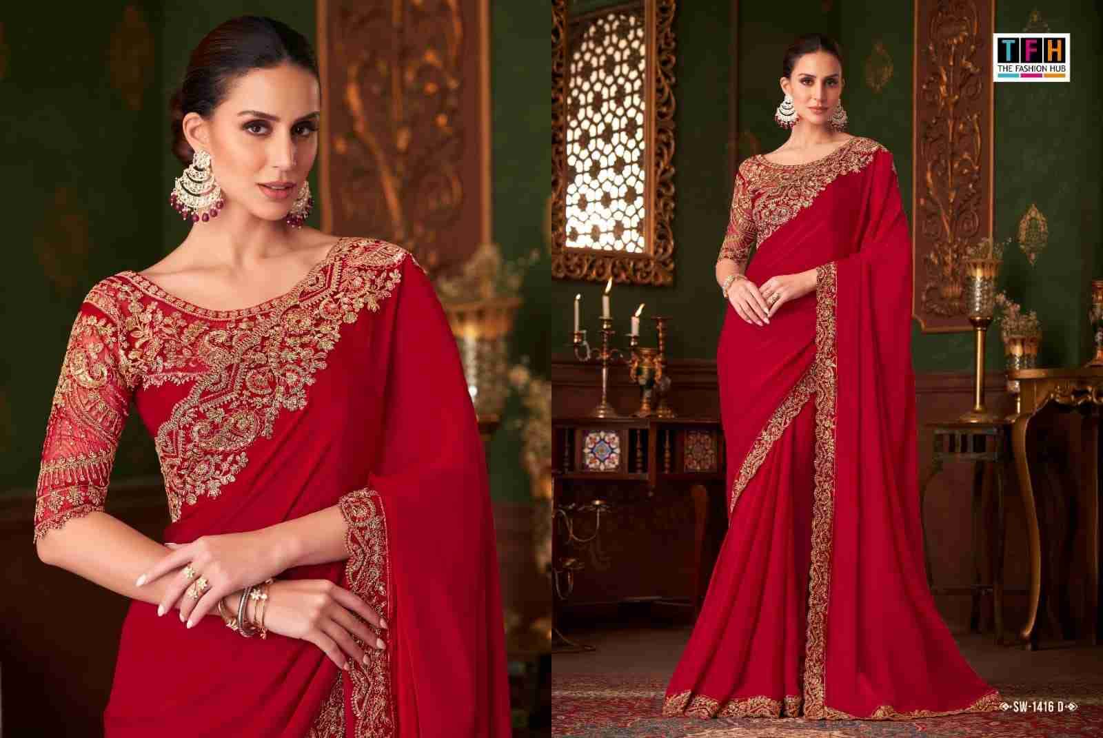 Sandalwood 1416 Colours By TFH 1416-A To 1416-F Series Indian Traditional Wear Collection Beautiful Stylish Fancy Colorful Party Wear & Occasional Wear Satin Silk Sarees At Wholesale Price