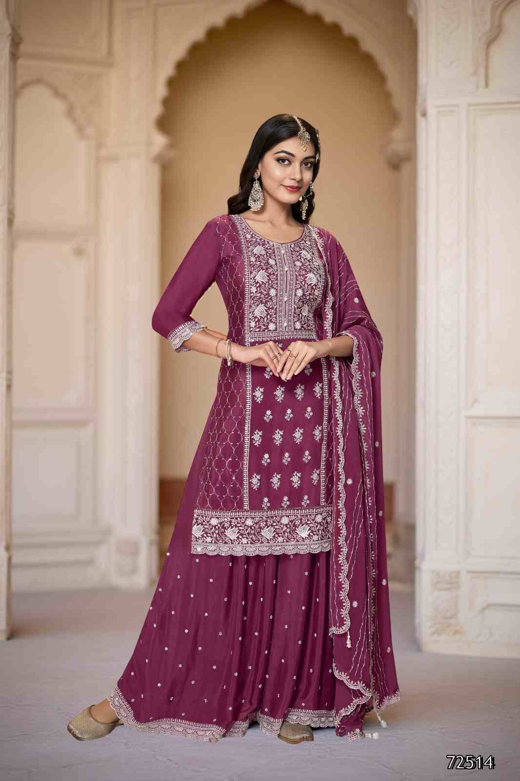 Zeeya Vol-2 By Zeeya 72511 To 72514 Series Designer Sharara Suits Collection Beautiful Stylish Fancy Colorful Party Wear & Occasional Wear Chinnon Dresses At Wholesale Price