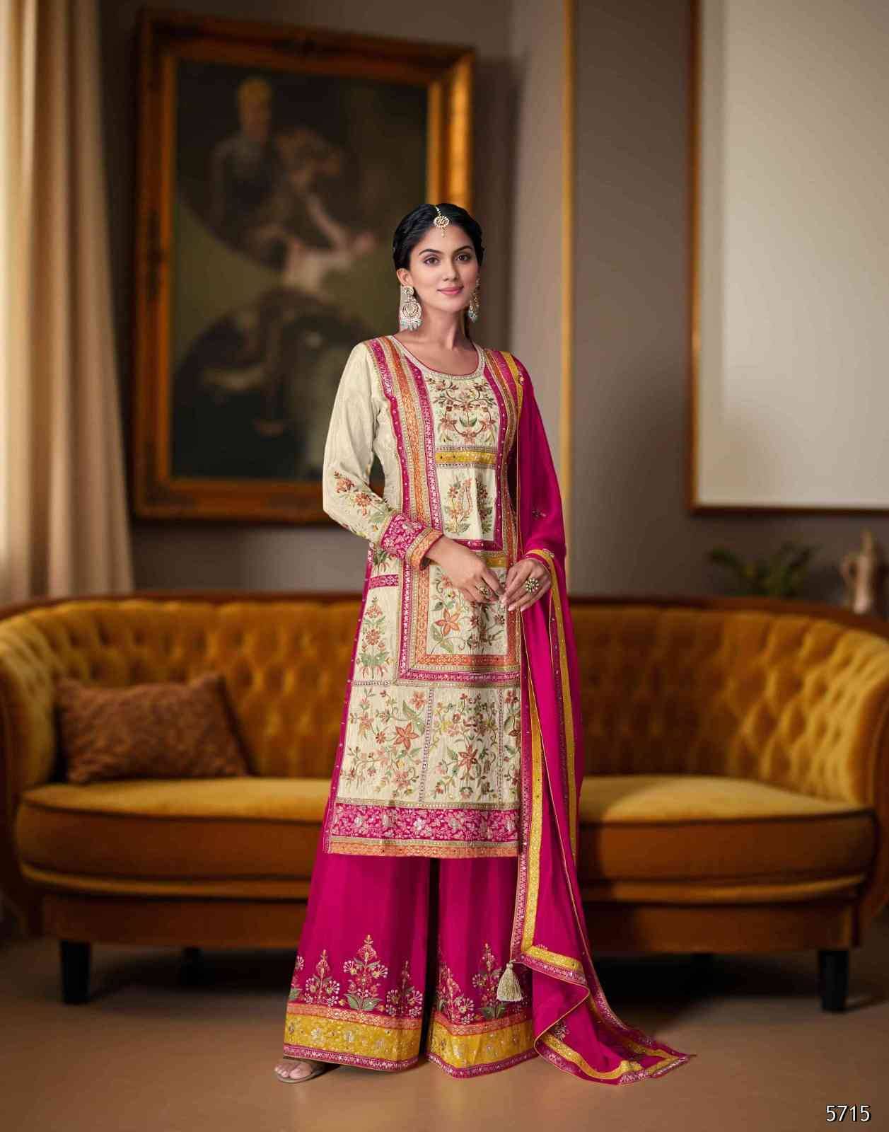 Zeeya Vol-3 By Zeeya 5715 To 5716 Series Designer Sharara Suits Collection Beautiful Stylish Fancy Colorful Party Wear & Occasional Wear Jacquard Dresses At Wholesale Price