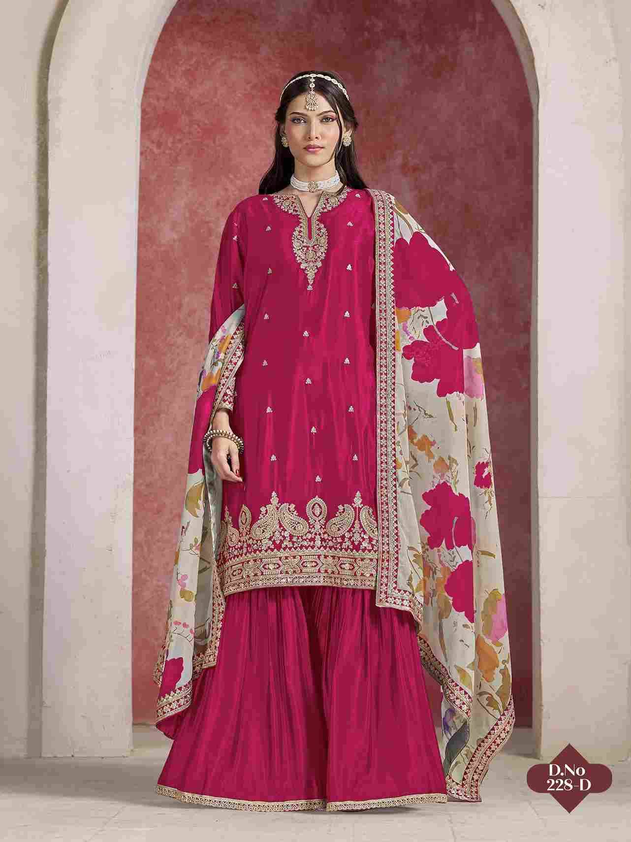 Aanaya Vol-228 By Twisha 228-A To 228-D Series Designer Sharara Suits Collection Beautiful Stylish Fancy Colorful Party Wear & Occasional Wear Chinnon Dresses At Wholesale Price