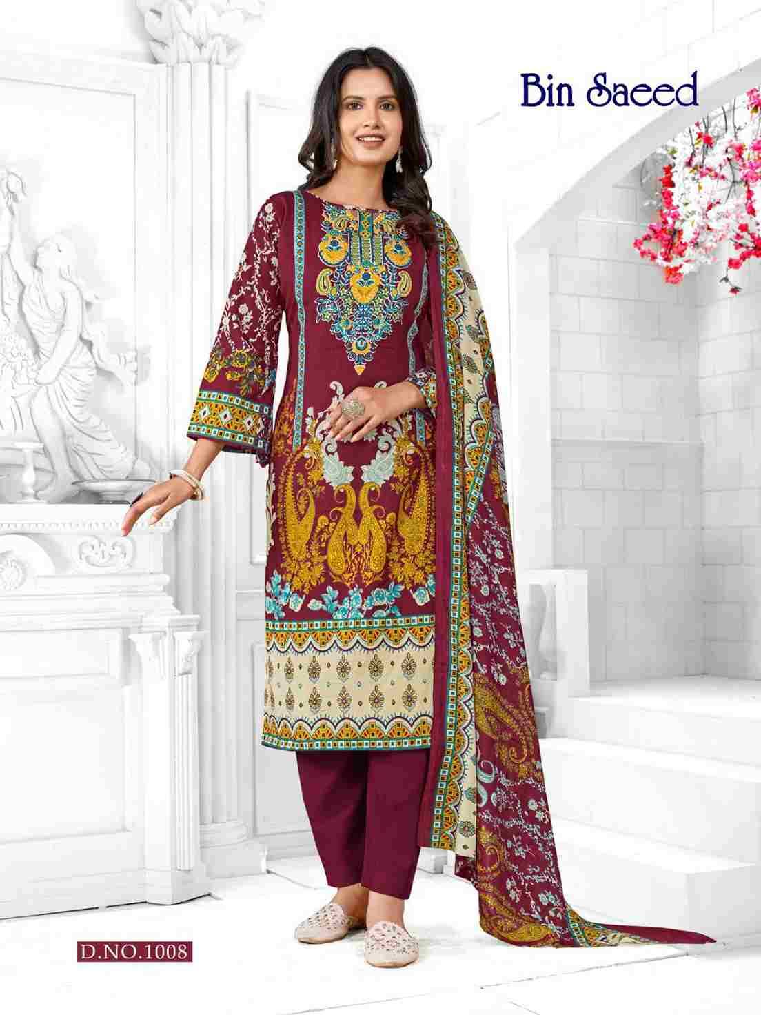 Bin Saeed By Ganesha 1008 To 1015 Series Beautiful Festive Suits Stylish Fancy Colorful Party Wear & Occasional Wear Pure Cotton Dresses At Wholesale Price