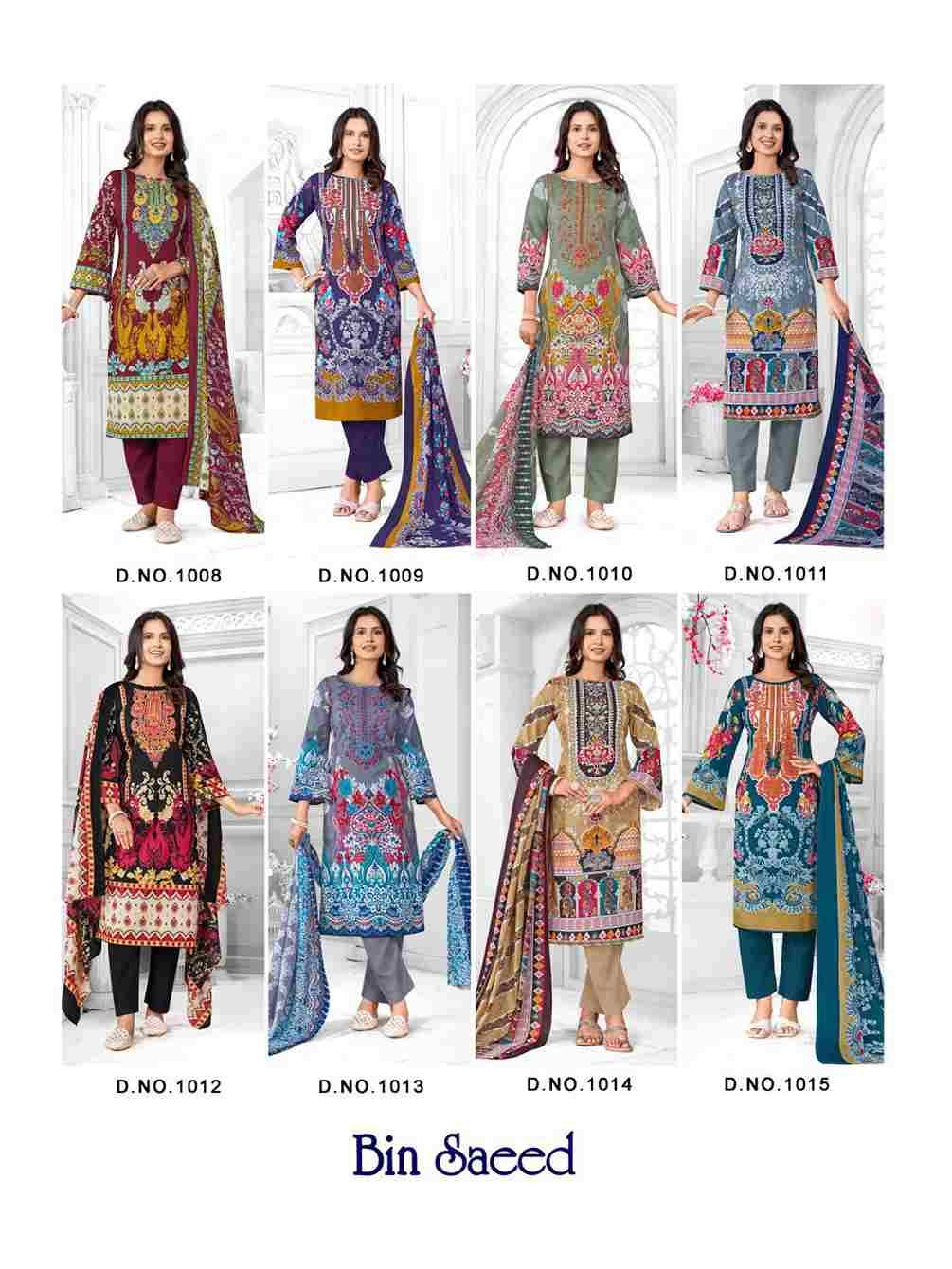 Bin Saeed By Ganesha 1008 To 1015 Series Beautiful Festive Suits Stylish Fancy Colorful Party Wear & Occasional Wear Pure Cotton Dresses At Wholesale Price