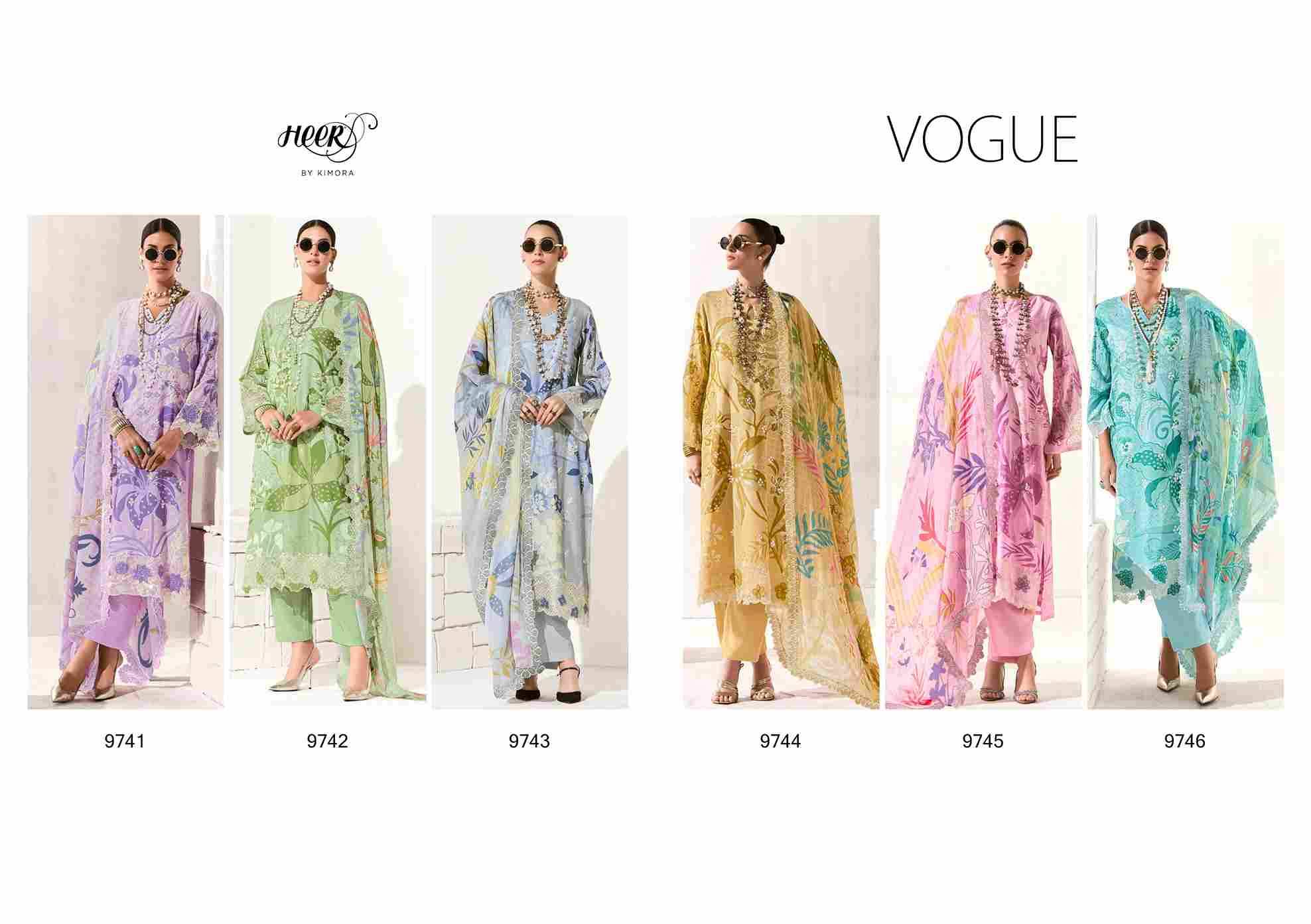 Vogue By Kimora Fashion 9741 To 9746 Series Designer Festive Suits Collection Beautiful Stylish Fancy Colorful Party Wear & Occasional Wear Pure Muslin Dresses At Wholesale Price
