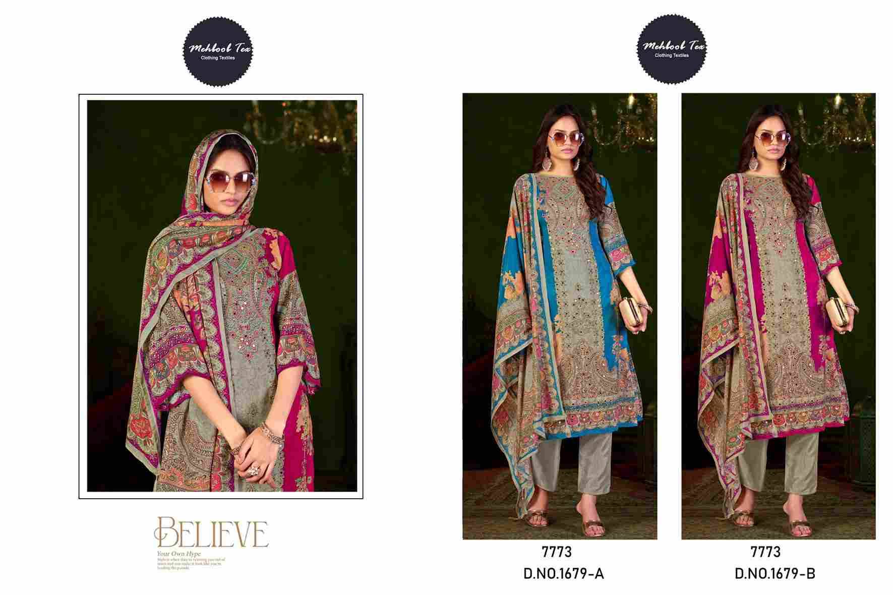 Mehboob Tex Hit Design 1679 Colours By Mehboob Tex 1679-A To 1679-B Series Beautiful Pakistani Suits Stylish Fancy Colorful Party Wear & Occasional Wear Viscose Muslin Dresses At Wholesale Price