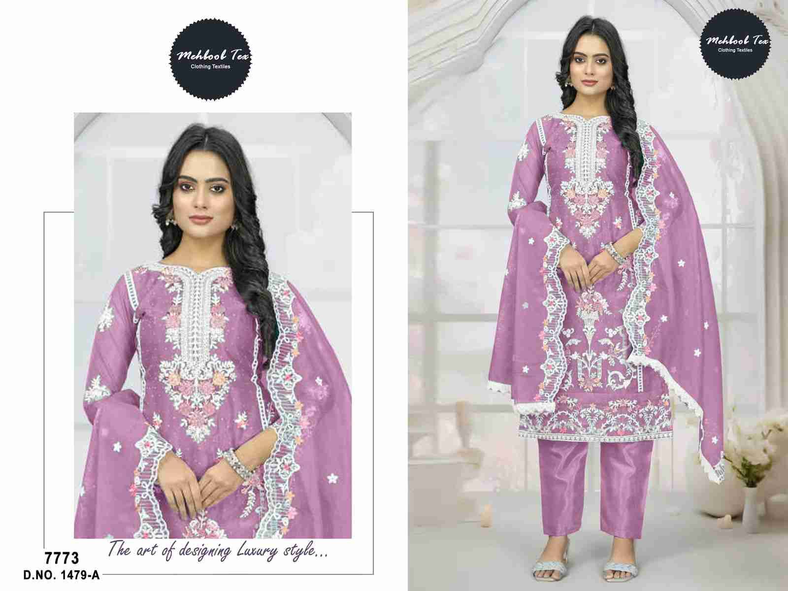 Mehboob Tex Hit Design 1479 Colours By Mehboob Tex 1479-A To 1479-D Series Beautiful Pakistani Suits Stylish Fancy Colorful Party Wear & Occasional Wear Organza Dresses At Wholesale Price