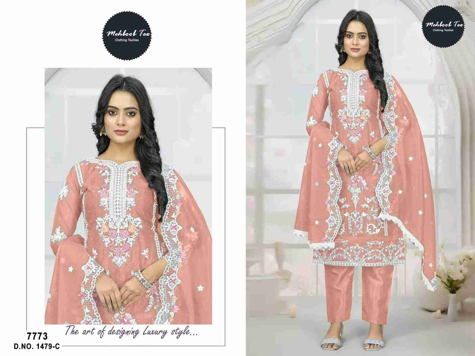 Mehboob Tex Hit Design 1479 Colours By Mehboob Tex 1479-A To 1479-D Series Beautiful Pakistani Suits Stylish Fancy Colorful Party Wear & Occasional Wear Organza Dresses At Wholesale Price