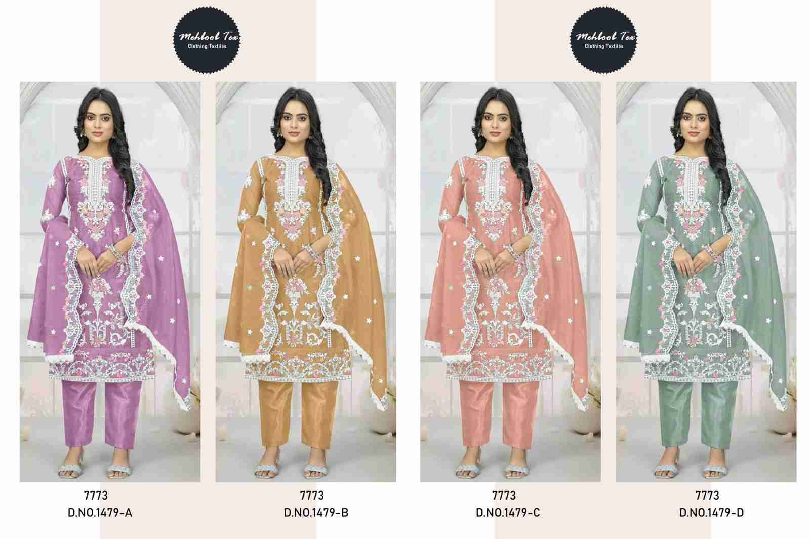 Mehboob Tex Hit Design 1479 Colours By Mehboob Tex 1479-A To 1479-D Series Beautiful Pakistani Suits Stylish Fancy Colorful Party Wear & Occasional Wear Organza Dresses At Wholesale Price