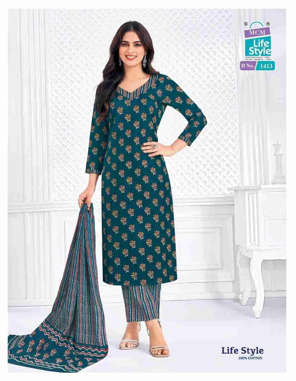 Lifestyle Vol-14 By MCM Lifestyle 1404 To 1415 Series Beautiful Festive Suits Stylish Fancy Colorful Casual Wear & Ethnic Wear Pure Cotton Print Dresses At Wholesale Price
