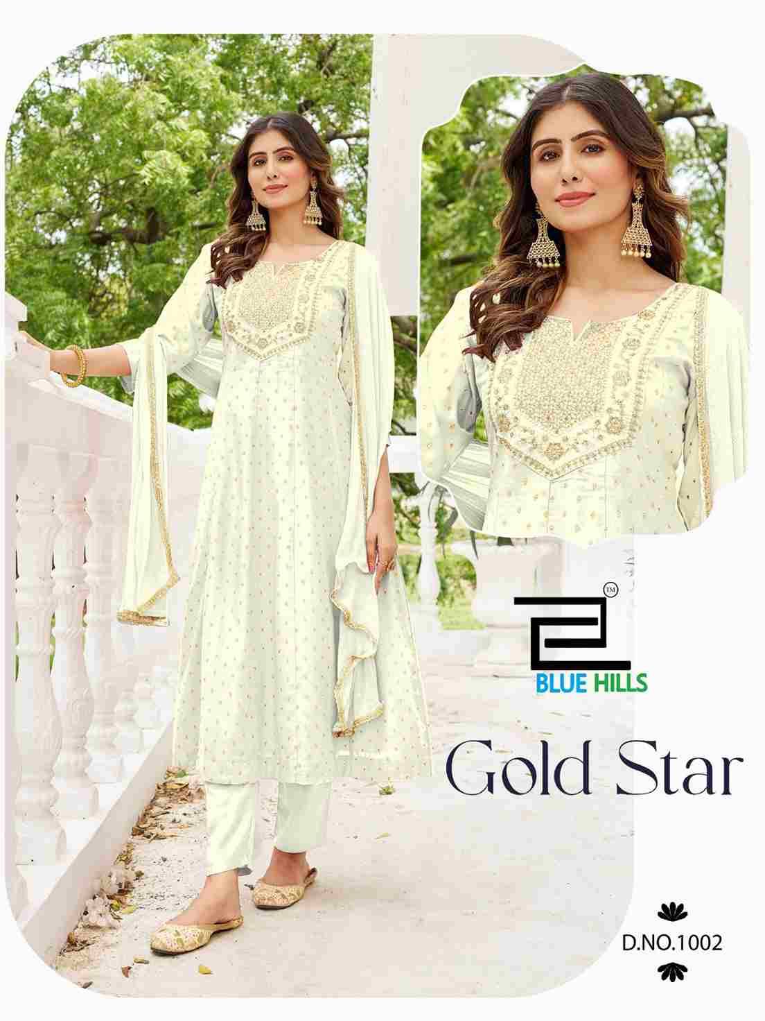 Gold Star By Blue Hills 1001 To 1006 Series Beautiful Festive Suits Colorful Stylish Fancy Casual Wear & Ethnic Wear Rayon Dresses At Wholesale Price