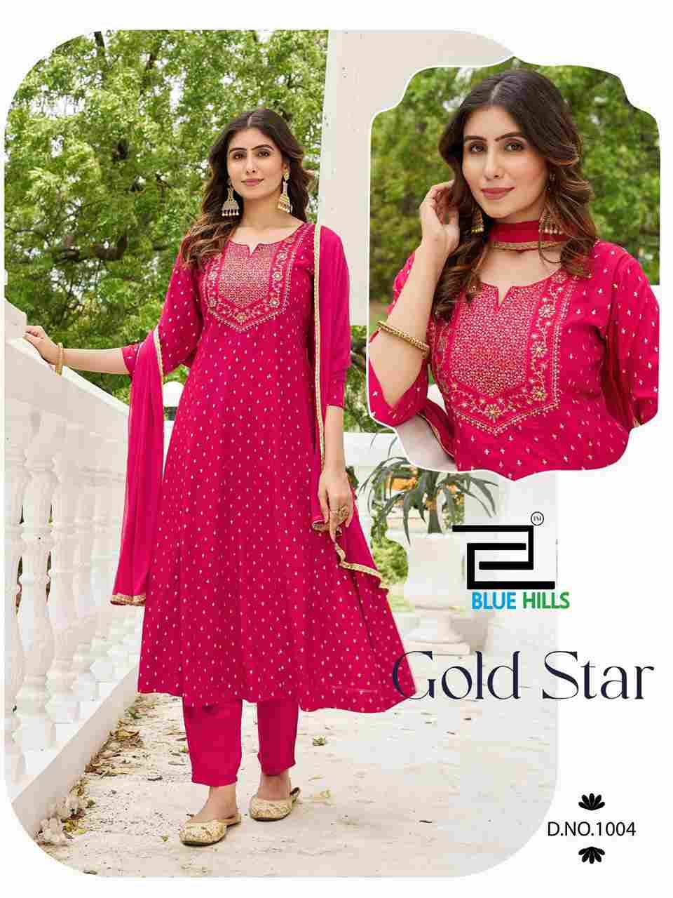 Gold Star By Blue Hills 1001 To 1006 Series Beautiful Festive Suits Colorful Stylish Fancy Casual Wear & Ethnic Wear Rayon Dresses At Wholesale Price
