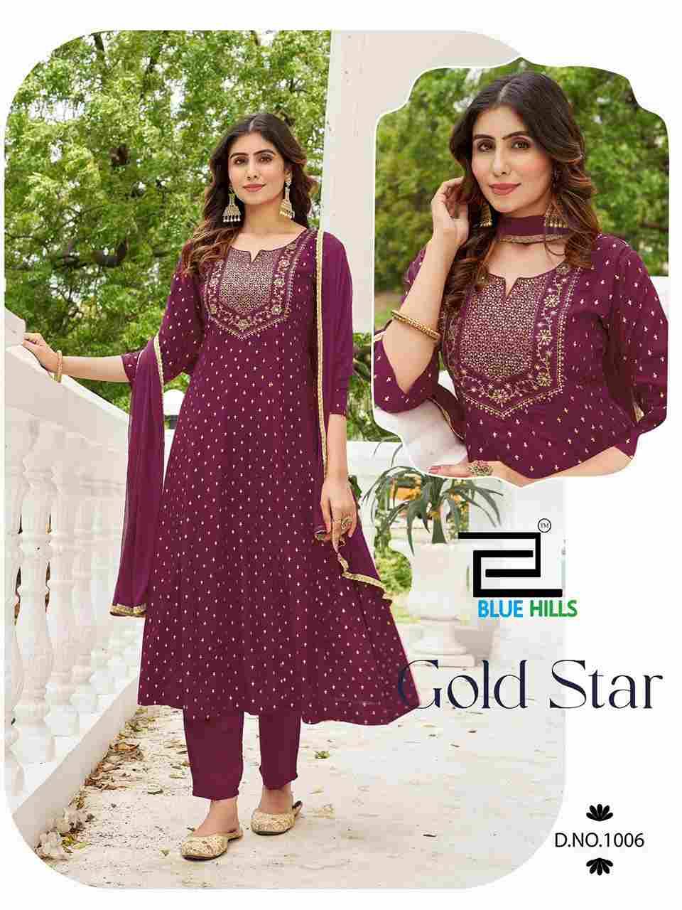 Gold Star By Blue Hills 1001 To 1006 Series Beautiful Festive Suits Colorful Stylish Fancy Casual Wear & Ethnic Wear Rayon Dresses At Wholesale Price