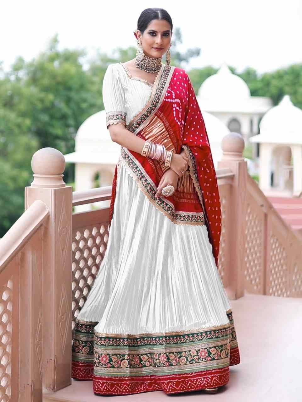 Bandhej By PC 01 To 02 Series Designer Navratri Beautiful Collection Occasional Wear & Party Wear Satin Lehengas At Wholesale Price