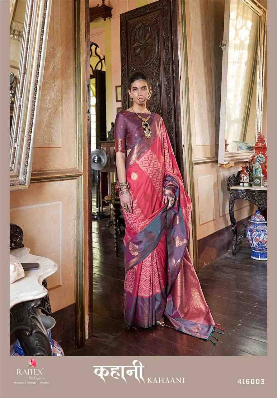 Kahaani By Raj Tex 416001 To 416006 Series Indian Traditional Wear Collection Beautiful Stylish Fancy Colorful Party Wear & Occasional Wear Pure Silk Sarees At Wholesale Price