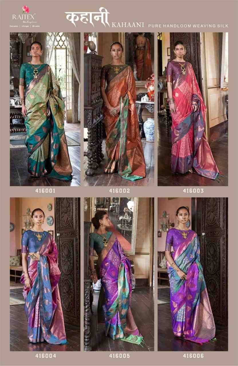 Kahaani By Raj Tex 416001 To 416006 Series Indian Traditional Wear Collection Beautiful Stylish Fancy Colorful Party Wear & Occasional Wear Pure Silk Sarees At Wholesale Price