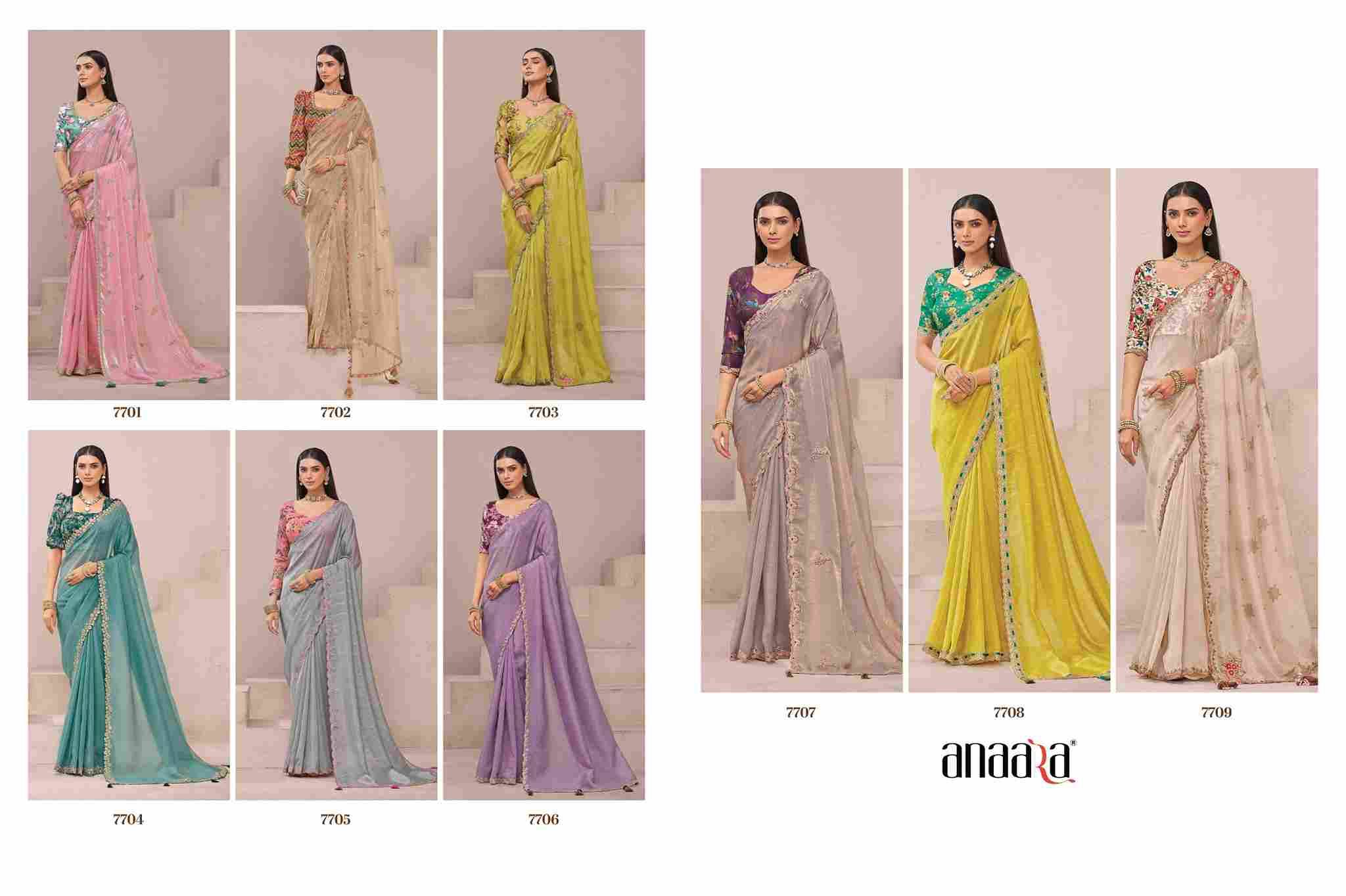 Anaara 7701 Series By Tathastu 7701 To 7709 Series Indian Traditional Wear Collection Beautiful Stylish Fancy Colorful Party Wear & Occasional Wear Fancy Sarees At Wholesale Price