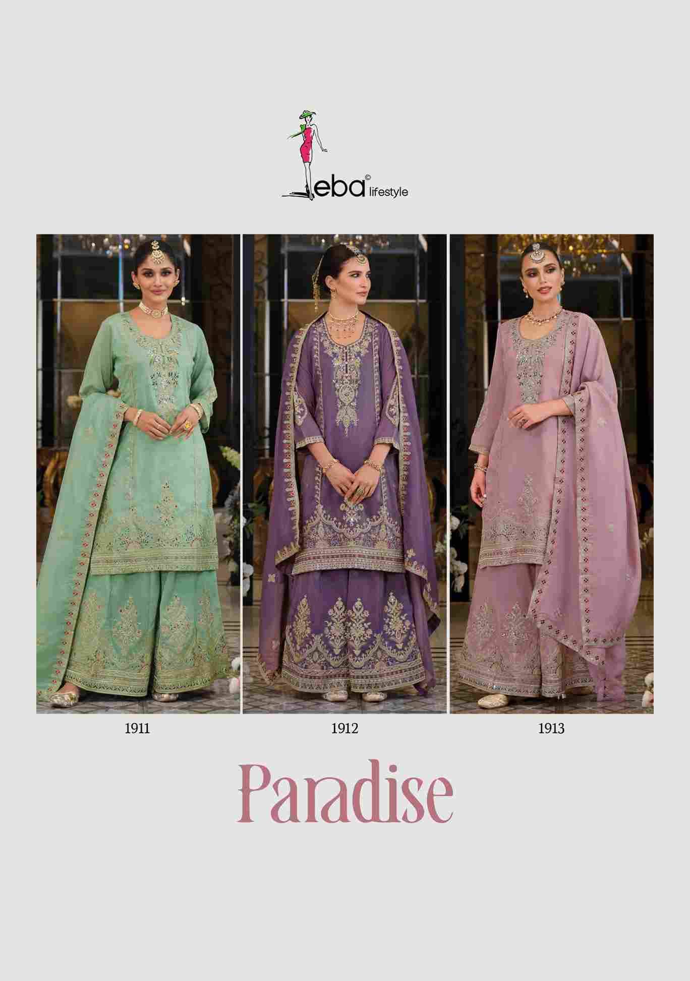 Paradise By Eba Lifestyle 1911 To 1913 Series Designer Sharara Suits Collection Beautiful Stylish Fancy Colorful Party Wear & Occasional Wear Simar Dresses At Wholesale Price