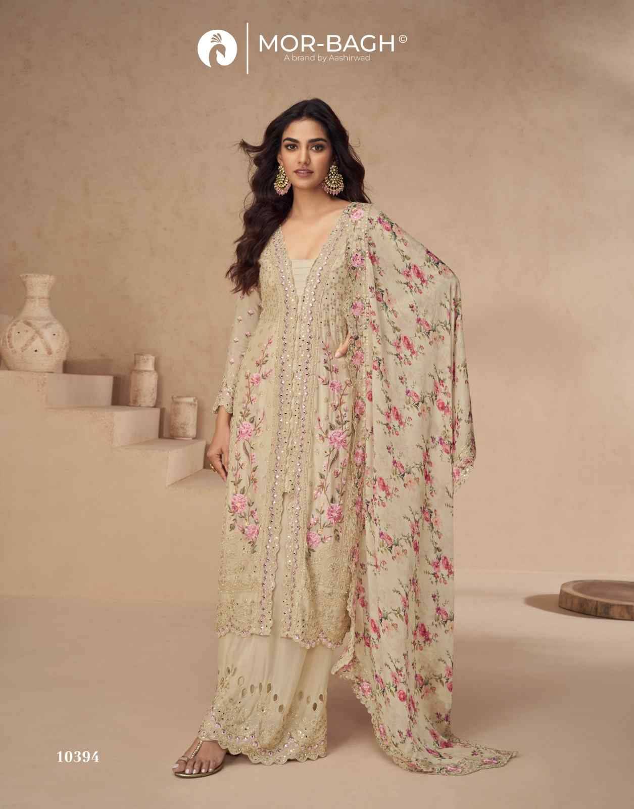 Aarna Nx By Mor-Bagh Beautiful Festive Suits Colorful Stylish Fancy Casual Wear & Ethnic Wear Chinnon Silk With Work Dresses At Wholesale Price
