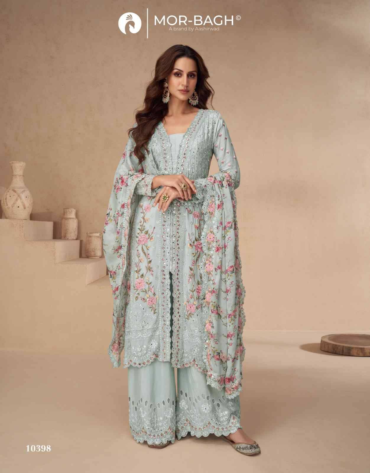 Aarna Nx By Mor-Bagh Beautiful Festive Suits Colorful Stylish Fancy Casual Wear & Ethnic Wear Chinnon Silk With Work Dresses At Wholesale Price