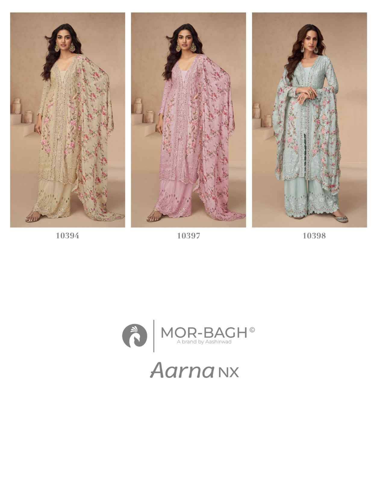 Aarna Nx By Mor-Bagh Beautiful Festive Suits Colorful Stylish Fancy Casual Wear & Ethnic Wear Chinnon Silk With Work Dresses At Wholesale Price