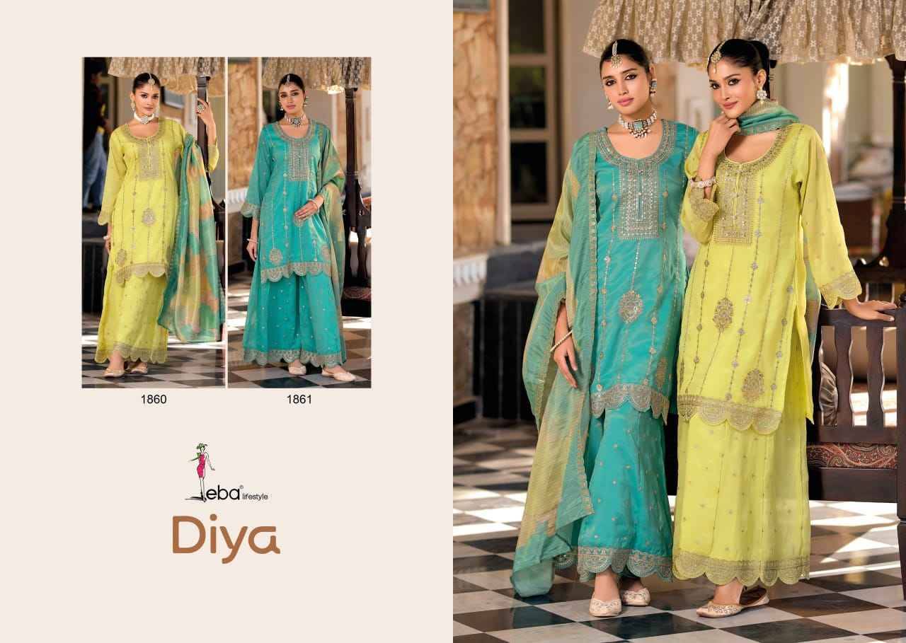 Diya By Eba Lifestyle 1860 To 1861 Series Designer Sharara Suits Collection Beautiful Stylish Fancy Colorful Party Wear & Occasional Wear Simar Dresses At Wholesale Price
