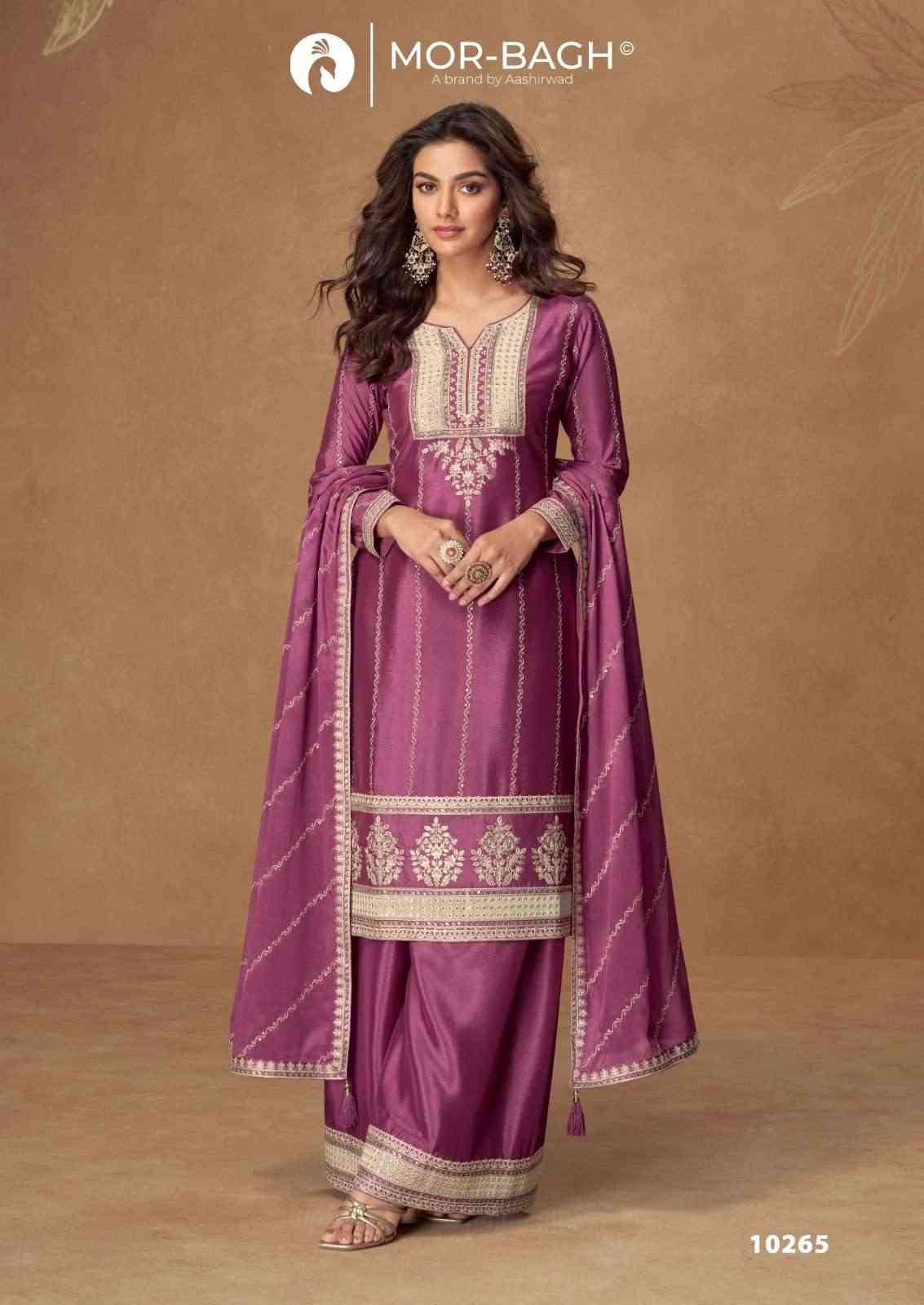 Kaveri By Mor-Bagh 10265 To 10268 Series Beautiful Festive Suits Colorful Stylish Fancy Casual Wear & Ethnic Wear Chinnon Silk With Work Dresses At Wholesale Price