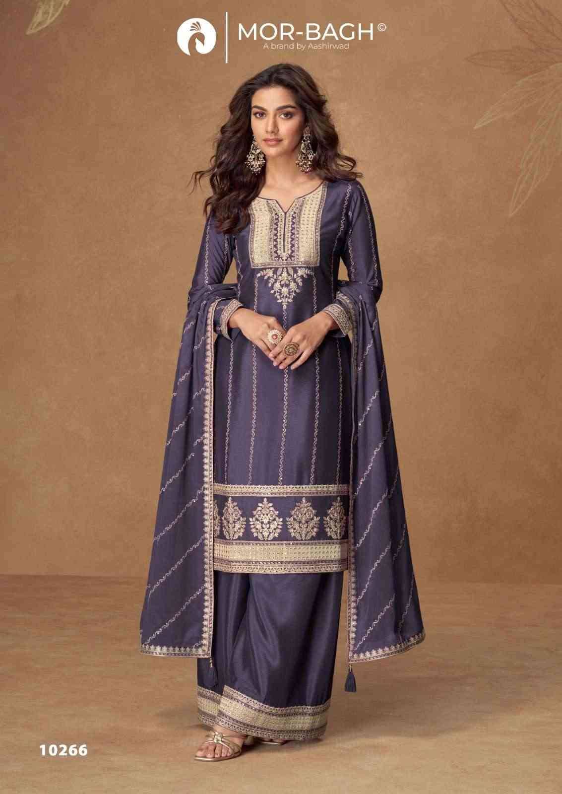 Kaveri By Mor-Bagh 10265 To 10268 Series Beautiful Festive Suits Colorful Stylish Fancy Casual Wear & Ethnic Wear Chinnon Silk With Work Dresses At Wholesale Price