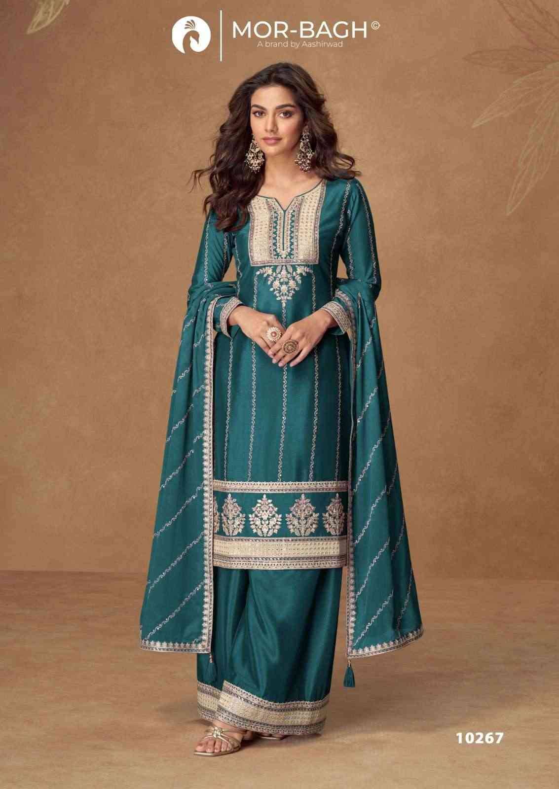Kaveri By Mor-Bagh 10265 To 10268 Series Beautiful Festive Suits Colorful Stylish Fancy Casual Wear & Ethnic Wear Chinnon Silk With Work Dresses At Wholesale Price